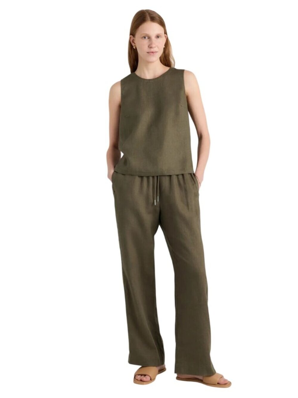 Quince 100% European Linen Tank Light Cargo Size M - Picture 6 of 11
